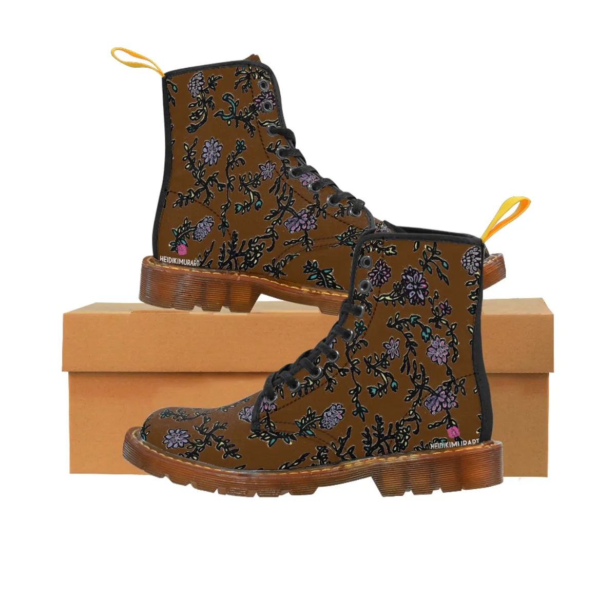 Brown Floral Women's Boots, Purple Floral Women's Boots, Best Winter Boots For Women (US Size 6.5-11)