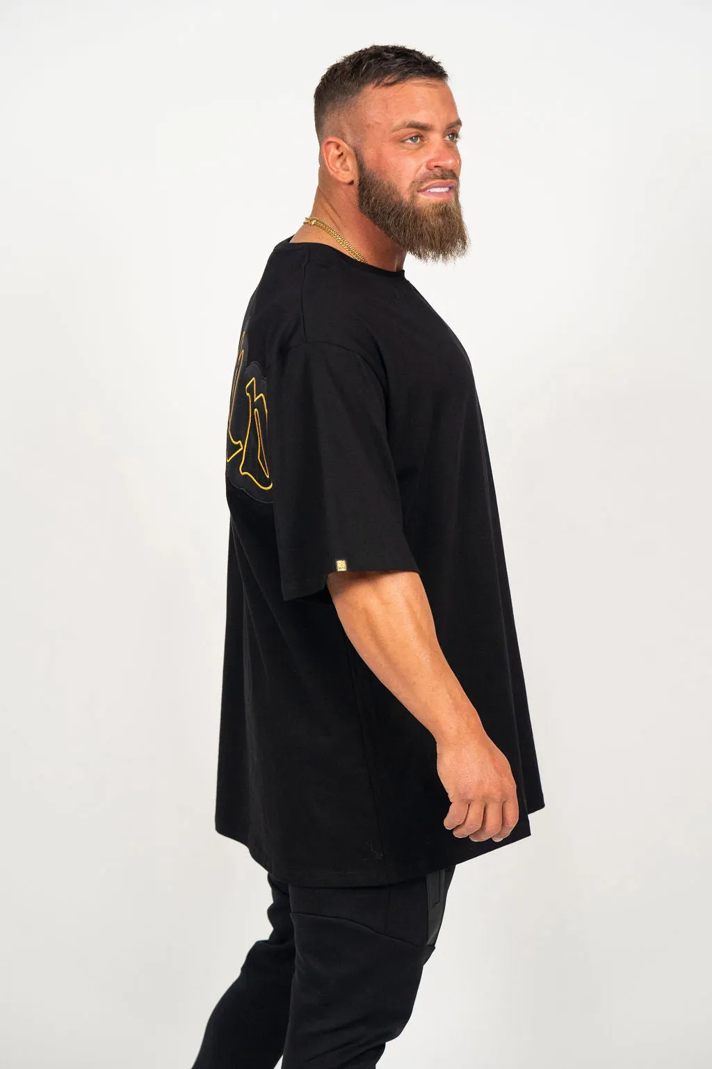 FKN GOLD | Men's Oversized Pump Cover Gym T-Shirt | Black & Gold