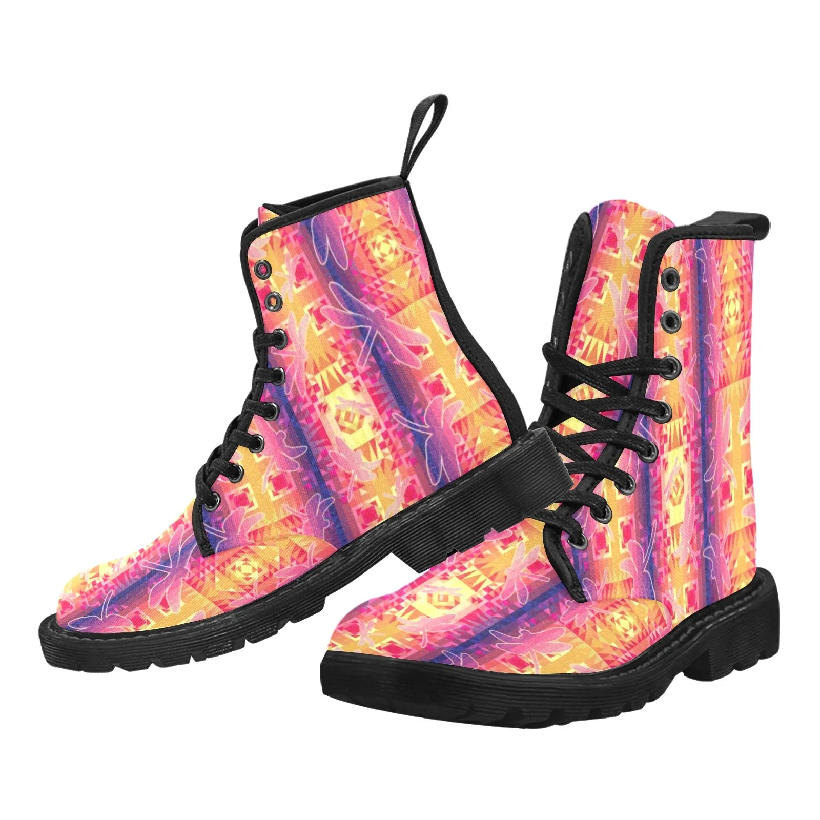Kaleidoscope Dragonfly Boots for Women (Black)