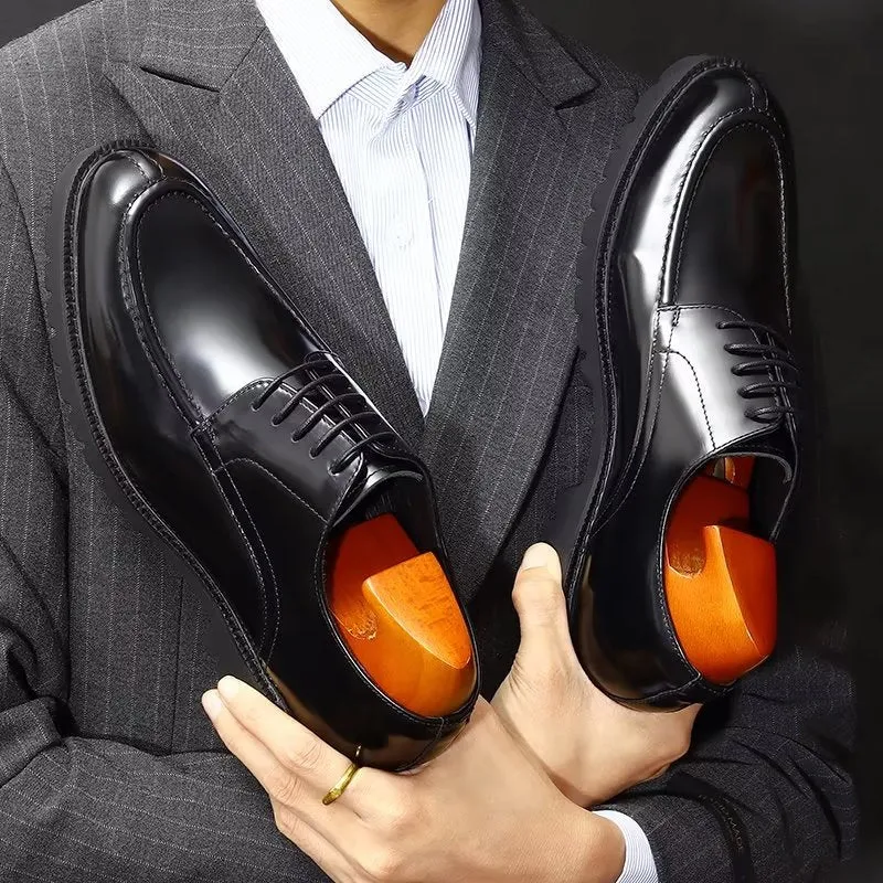 Luxury Cow Leather Round Toe Derby Dress Shoes