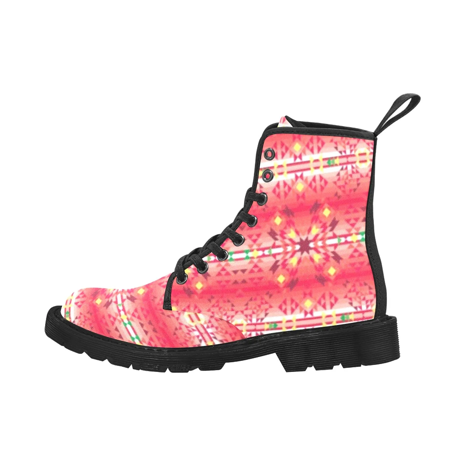 Red Pink Star Boots for Men (Black)