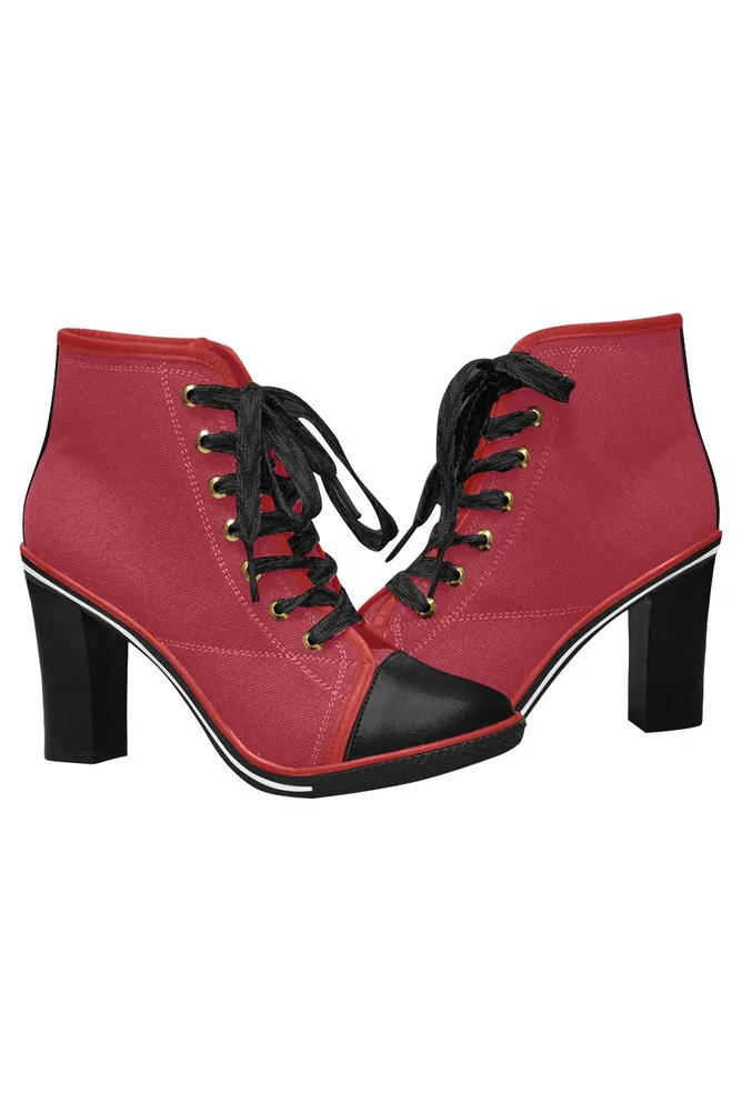 vintage rose Women's Lace Up Chunky Heel Ankle Booties (Model 054)