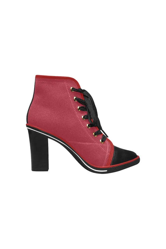 vintage rose Women's Lace Up Chunky Heel Ankle Booties (Model 054)